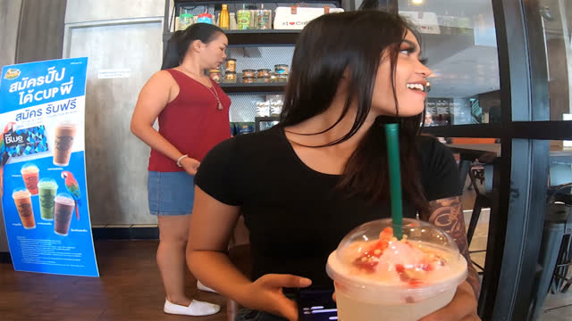 Thumbnail of Starbucks coffee date with gorgeous big ass Asian teen girlfriend