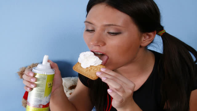 Thumbnail of Stasy Licks Whip Cream Off of Meat Stick!