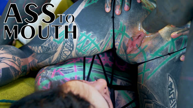 Thumbnail of TATTOO threesome girls gape asses for tattooed dick