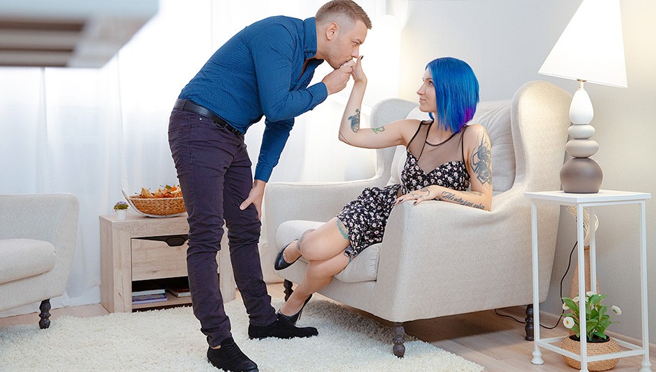 Thumbnail for Blue-haired babe enjoys dick on floor video featuring Keoki Star